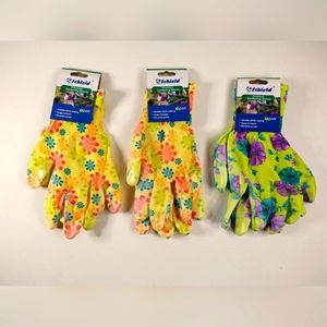 Garden Gloves Bundle 3 Pack Ladies General Purpose Floral Design Print